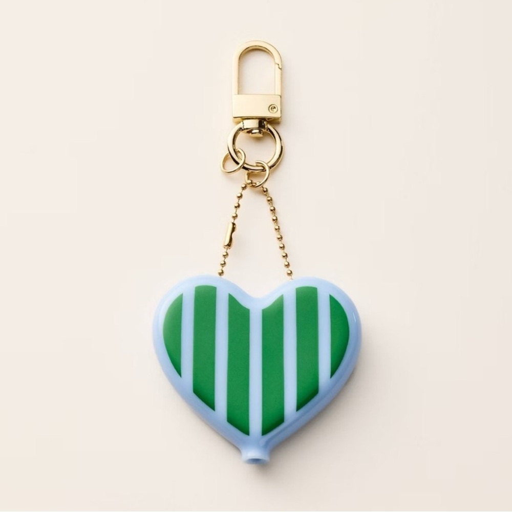 Kate Spade x Target Striped Blue Green Heart Coin Purse Bag Charm NWT